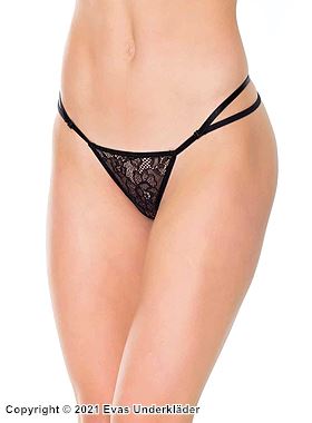 Minimal G-string-panty, floral lace, double straps
